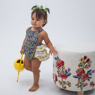 Celia Romper - Black Herringbone