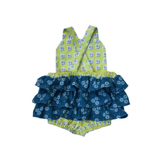Celia Romper - Green Squares