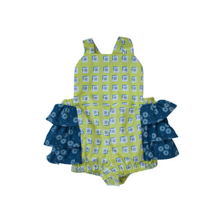 Celia Romper - Green Squares
