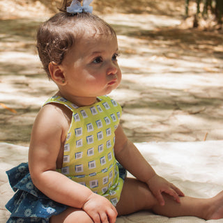 Celia Romper - Green Squares