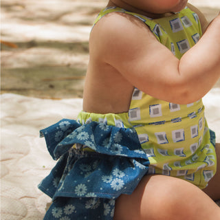 Celia Romper - Green Squares