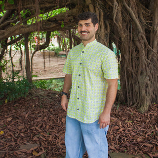 Men's Shirt - Green Squares