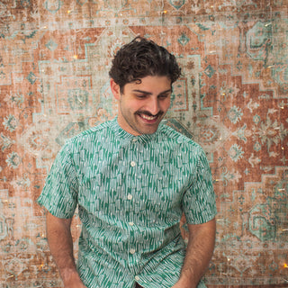 Men's Shirt - Teal Lines