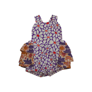 Celia Romper - Purple Floral Rainbow