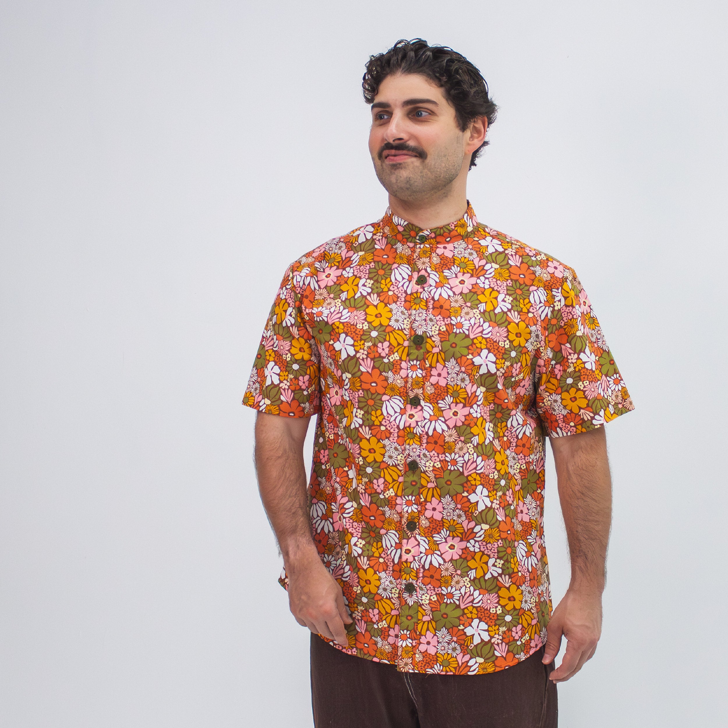 hippie dress shirt 70s Men's Floral Disco Shirt | Retro Wing Collar Hippie Top